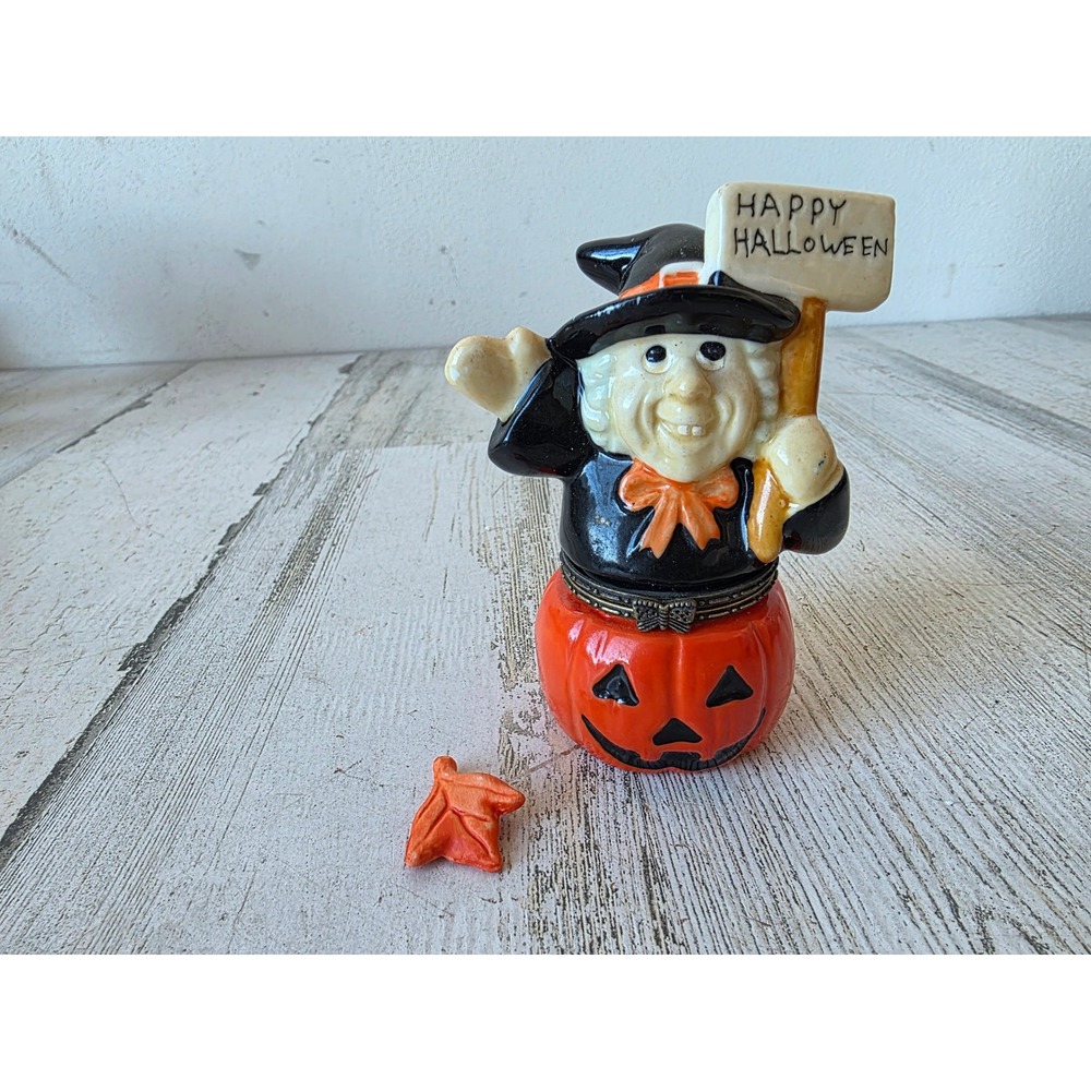 Vintage Greenbrier witch pumpkin trinket box Halloween village‎ decor Jack